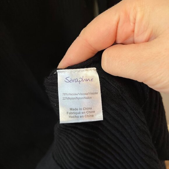 Seraphine Black Ribbed Knit Long Sleeve Bodycon Maternity Dress XL - Picture 4 of 4